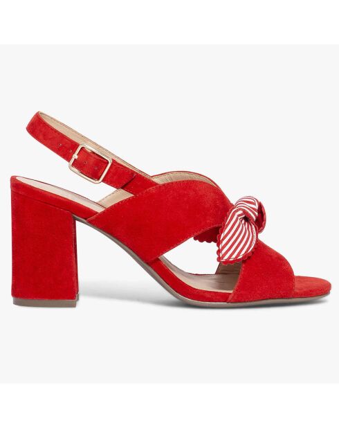 Sandales en Velours de Cuir Paulin rouges - Talon 9 cm